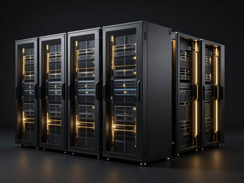Black server racks with gold lighting representing sovereign AI infrastructure